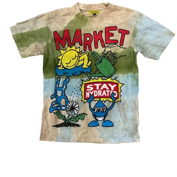 Vintage Chinatown Market Stay Hydrated Baggy Tie Dye Tee Grail Shirt Men small - Picture 1 of 4